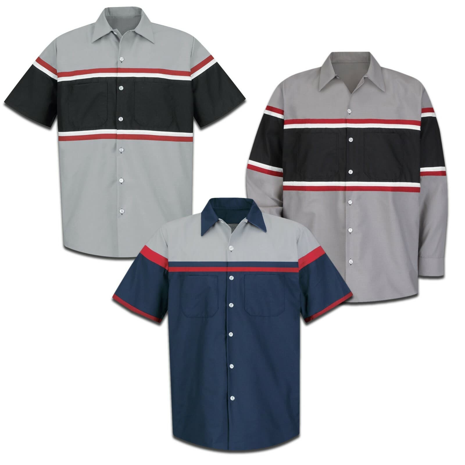 Red Kap Work Shirt Performance Auto Mechanic Technician 2 Pocket Uniform