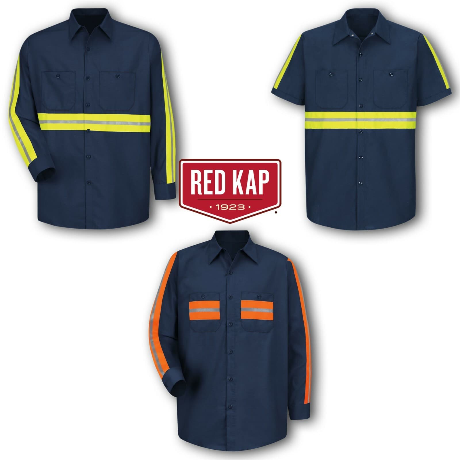 Red Kap Reflective Hi Vis Shirt Enhanced Visibility Industrial Work Uniform