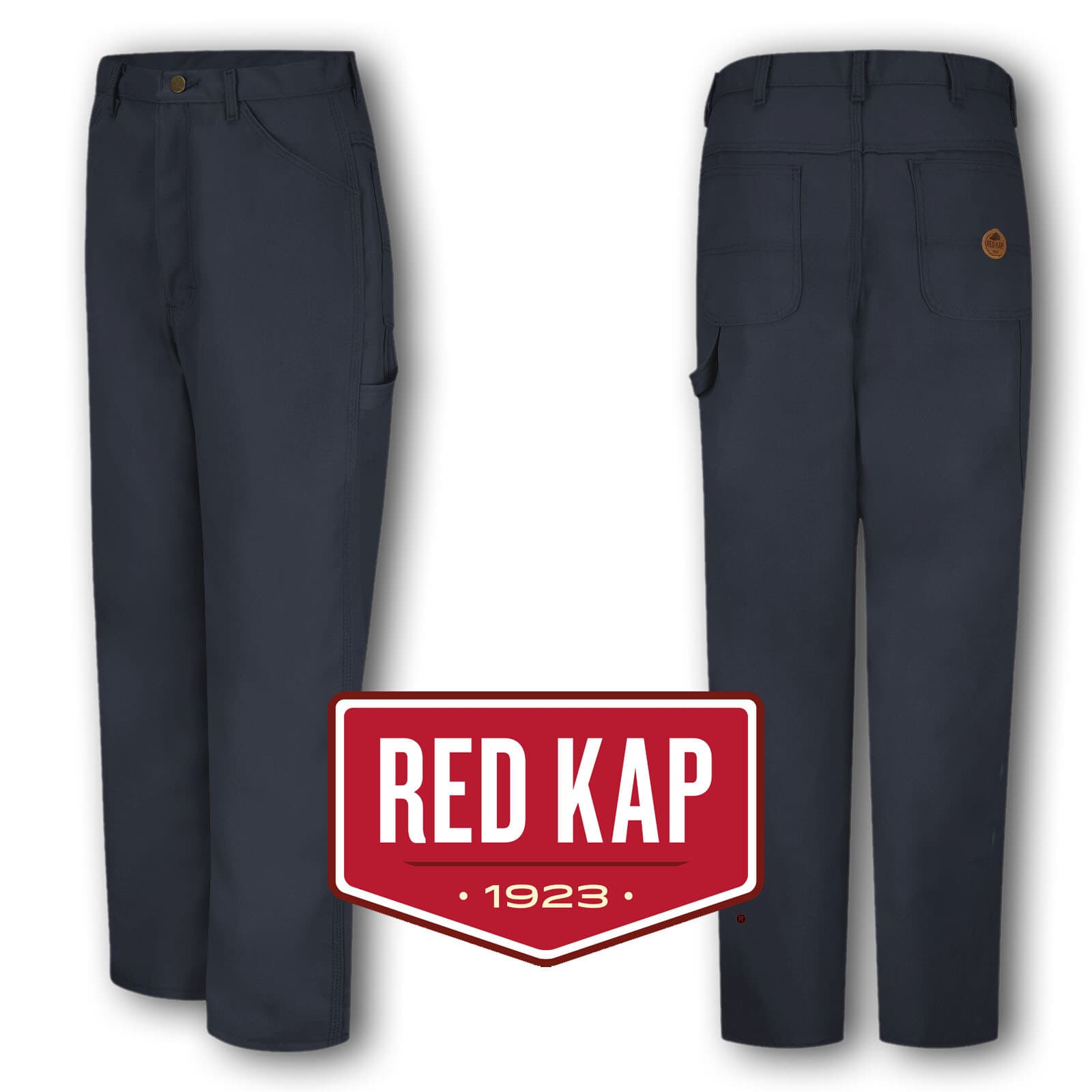 Red Kap Men's Durable Duck Dungarees Pants Navy Blue Industrial Work Uniform