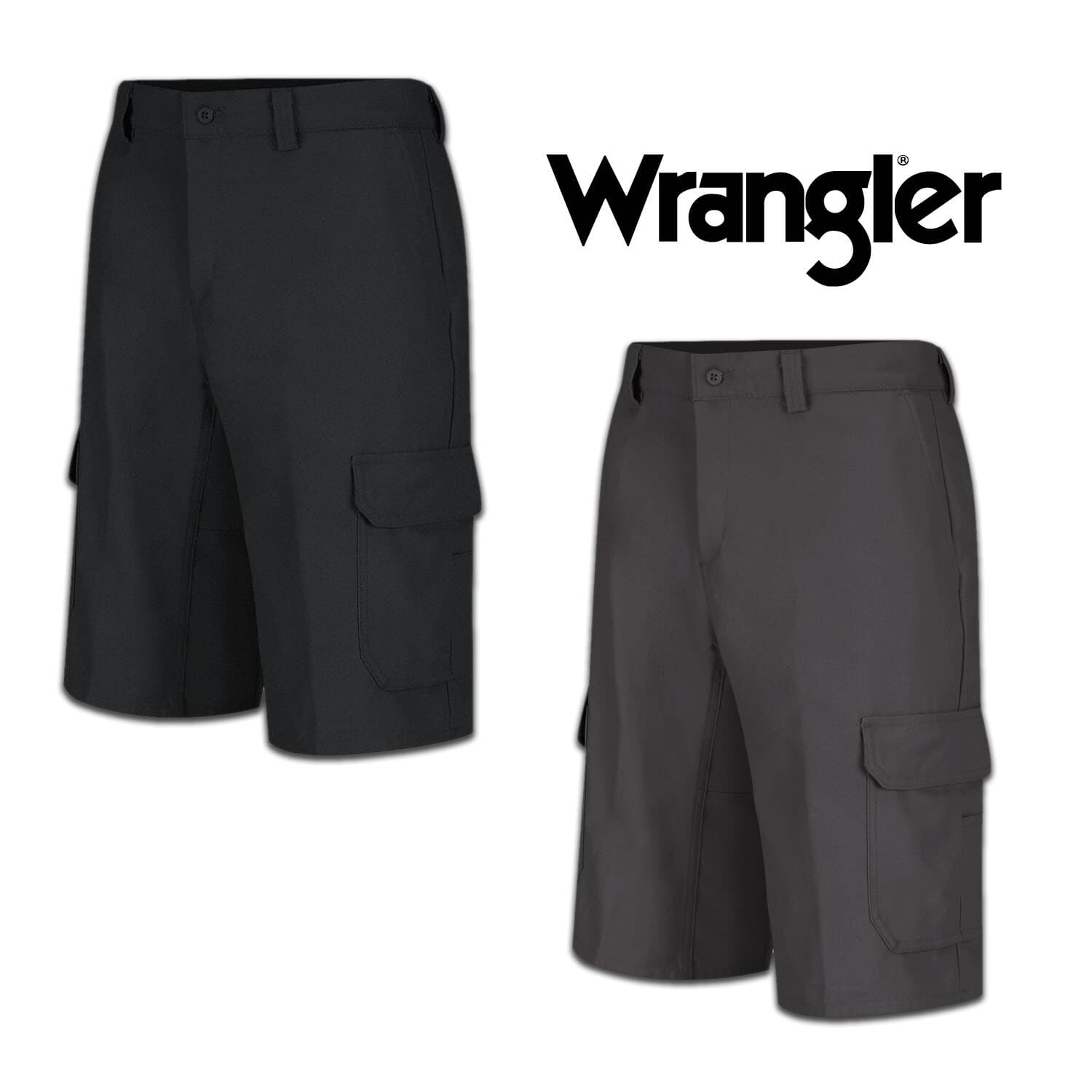 Wrangler Cargo Pocket Work Shorts Heavy Duty Black Charcoal Uniform WP90