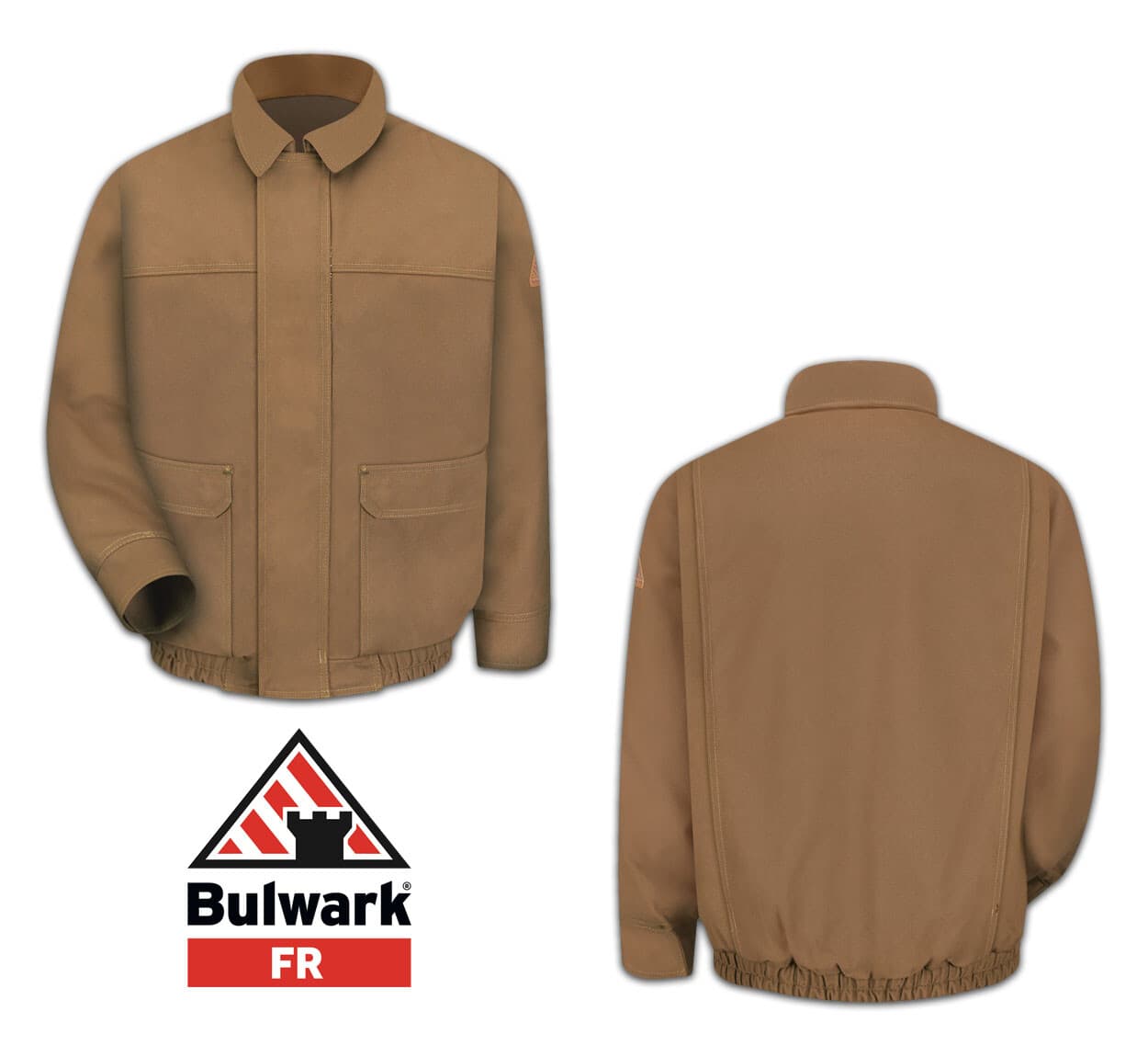 Bulwark Flame Resistant Heavyweight Brown Duck Lined Bomber Jacket FR Uniform