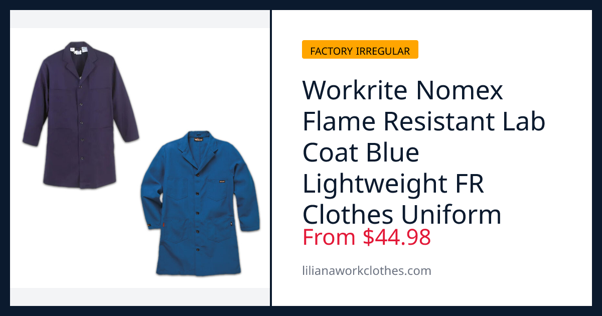 Workrite Nomex Flame Resistant Lab Coat Blue Lightweight FR